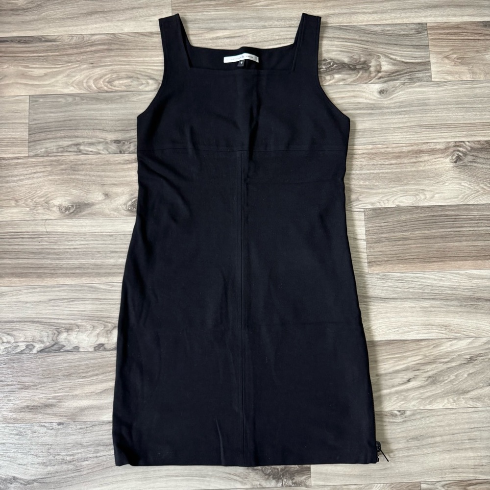 Dianne Von Furstenberg Black Side Zip Classic Square Neck Little Black Dress 4